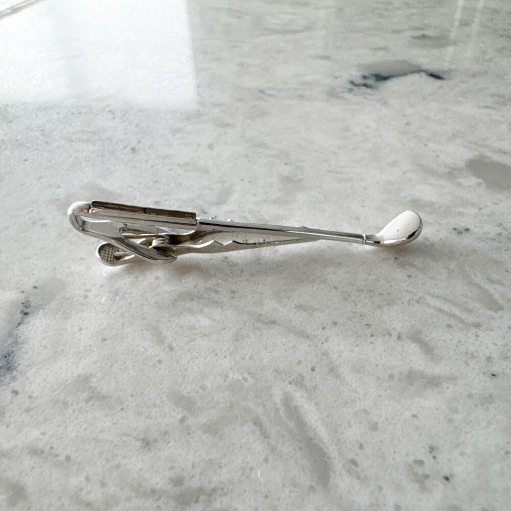 Swank Golf Club Tie Clip Men One Size Silver Tone‎ Golf Themed Vintage Accessory
